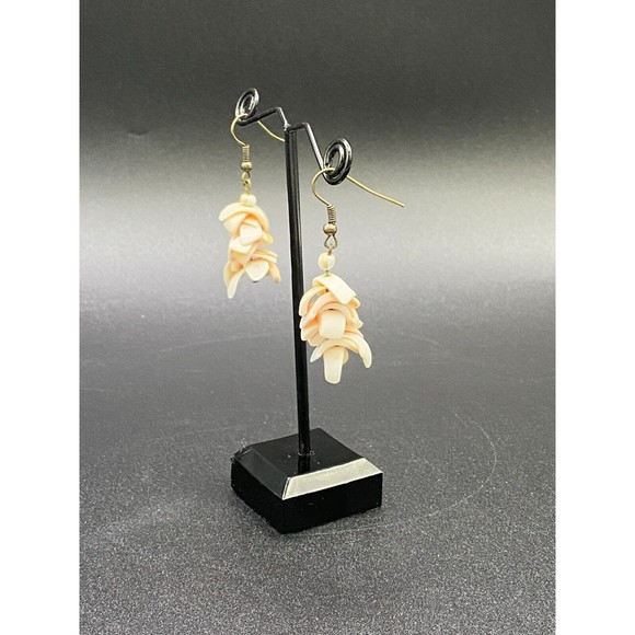 Handcrafted Brass Tone and Shell Earrings - Picture 3 of 5